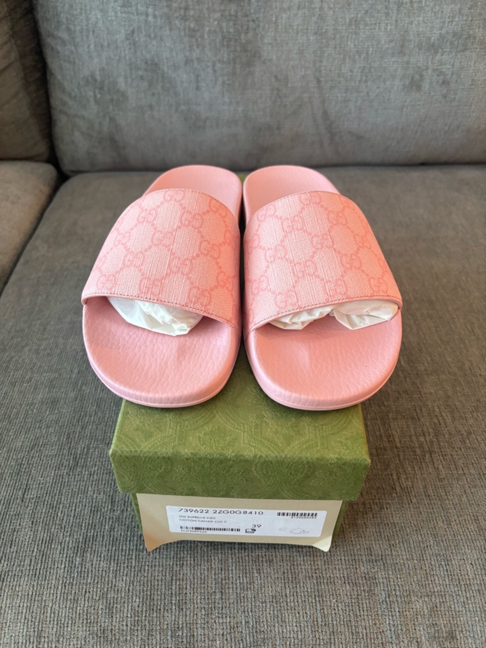Gucci Pink GG Monogram Slides